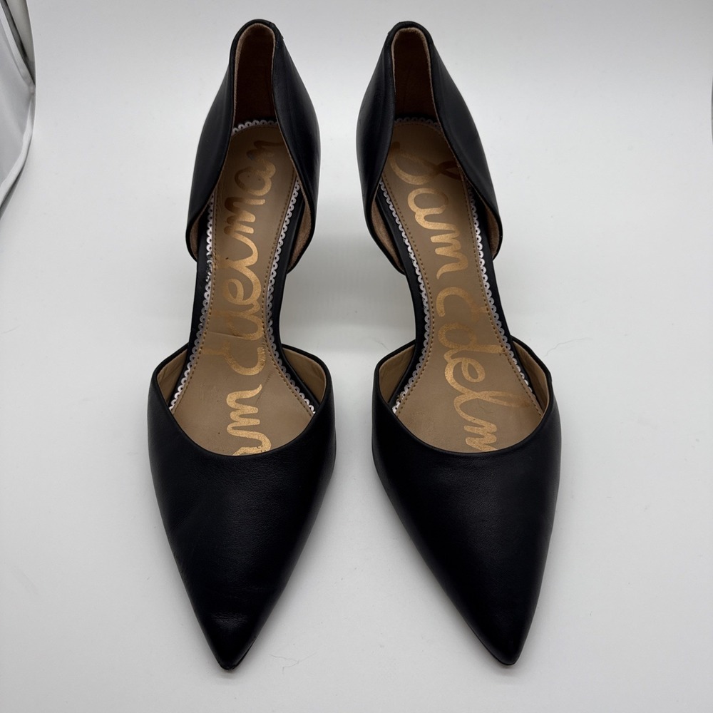 Sam Edelman Black Leather Stiletto Pointed Toe Pumps Heels Size Sexy 10 M - Picture 3 of 8